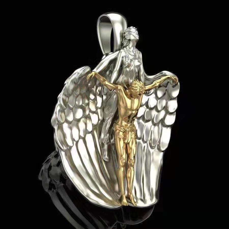 Mais novo anjo da bíblia saint michael pingente orar para nós colares &amp; pingentes arcanjo asas de anjo jesus colar cristão jóias
