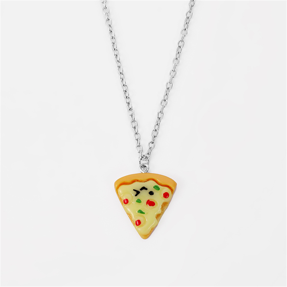 Mini Pizza BFF collier pour enfants dessin animé mignon 3D Pizza pendentif amitié collier breloques bijoux à bricoler soi-même accessoires: Couleur or jaune pâle