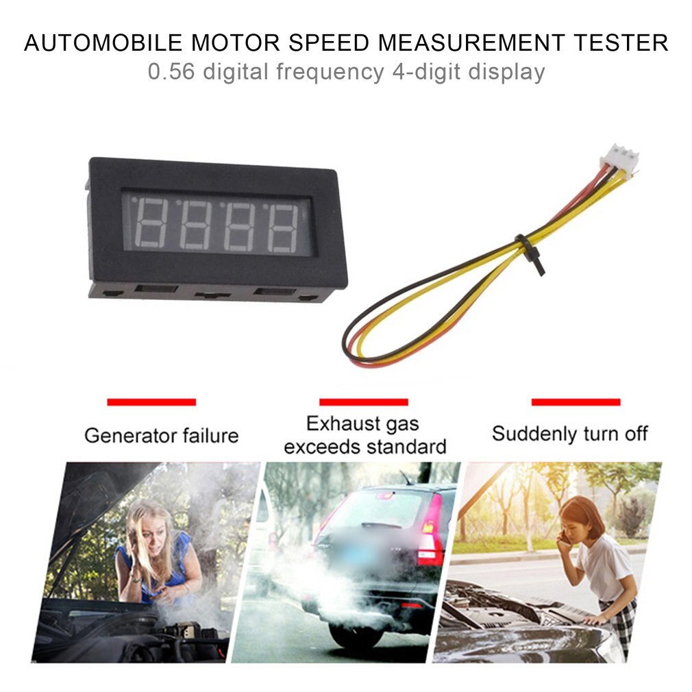 Digital Frequency 4-digit Display Tachometer Automobile Engine Speed ​​Measure RPM High Precision Tester 5-9999R