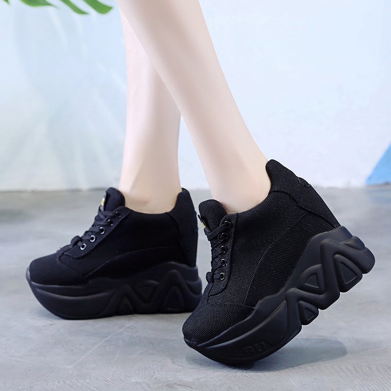 Baskets à semelle compensée pour femmes, chaussures à talons hauts respirants, automne chaussures décontractées 11CM