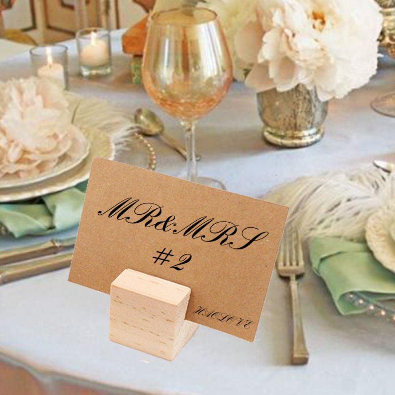 Wooden Place Card Holder Wood Block With Slot Picture Holder Stand Party Wedding Home Decoration Sign