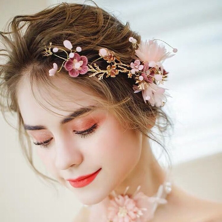 Bridal Headwear Flower Crown Wedding Bride Wreath of Flowers Head Band Bohemia Women Hair Accessories Flower Headband Headpiece
