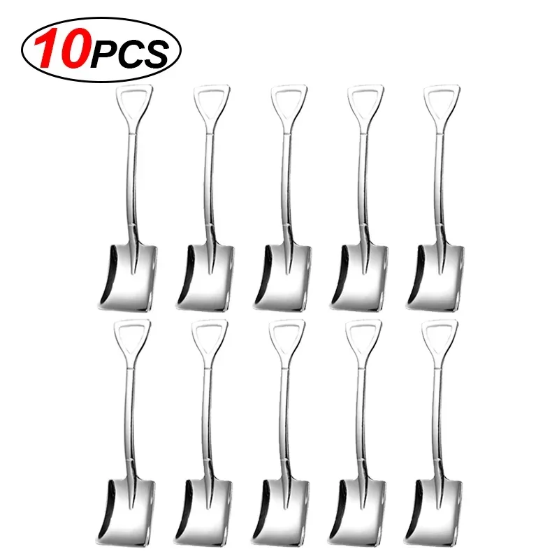 20/2x cucharas de pala de acero inoxidable, Mini cucharadita de café dorada y plateada, cuchara de postre para helado de fruta, juego de vajilla de cocina: Plata