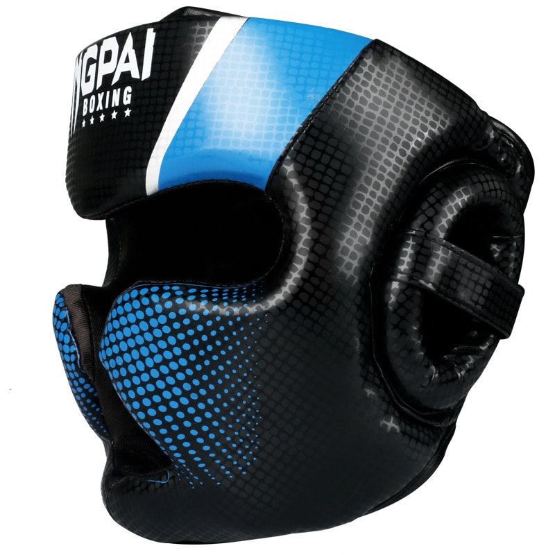 Full-Covered Boxing Helmet Muay Thai PU Leather Training Sparring Boxing Headgear MMA head gear Equipment Safe fit men and women