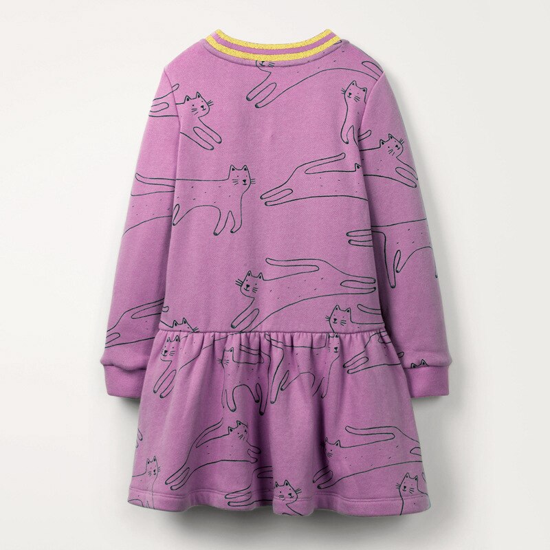 Pikku maven tyttöjen mekko syksy eläin kissat pieni taapero prinsessa mekot vestido lasten pitkähihaiset mekot vauvan mekko