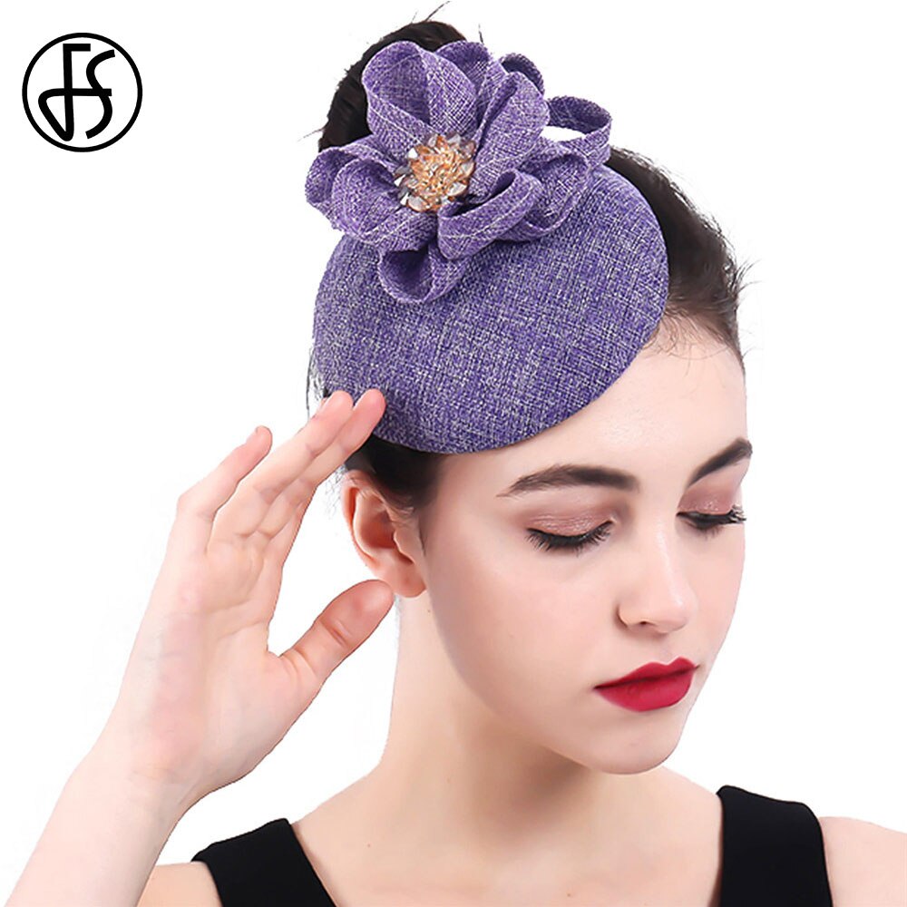 FS-gorros de boda para mujer, sombrero con pinza para el pelo, , nupcial, iglesia, Fedora, pastillero