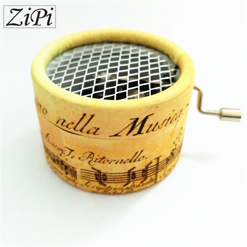 Zipi-caja de música de papel con manivela redonda, 18 toneladas de movimiento de caja musical artesanal, música romántica, de Navidad y cumpleaños