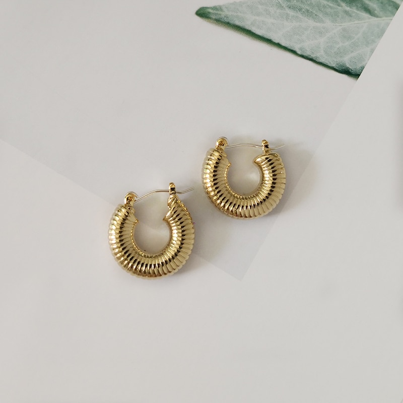 Peri'sbox guld chunky hoop örhängen för kvinnor klassiska små tjocka hoops örhängen statement fet cirkel ringar smycken 20mm