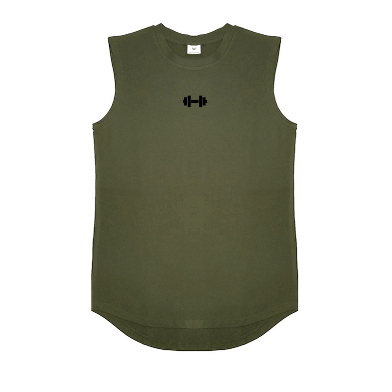 Compression Gym Tank Top Men Summer Cotton Bodybuilding Sleeveless T Shirt Fitness Clothing Mens Workout Sportswear Muscle Vests: XL / army green