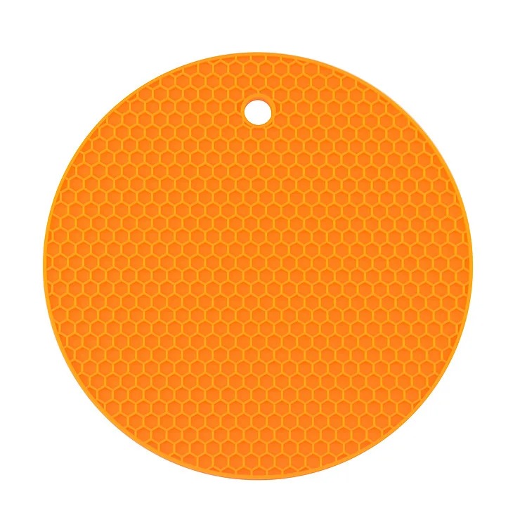 18/14 cm Runde Hitzebeständige Silikon Matte Trinken Tasse Untersetzer Nicht-slip Topf Halter Tisch Tischset Küche zubehör Unterzetter: L / Orange