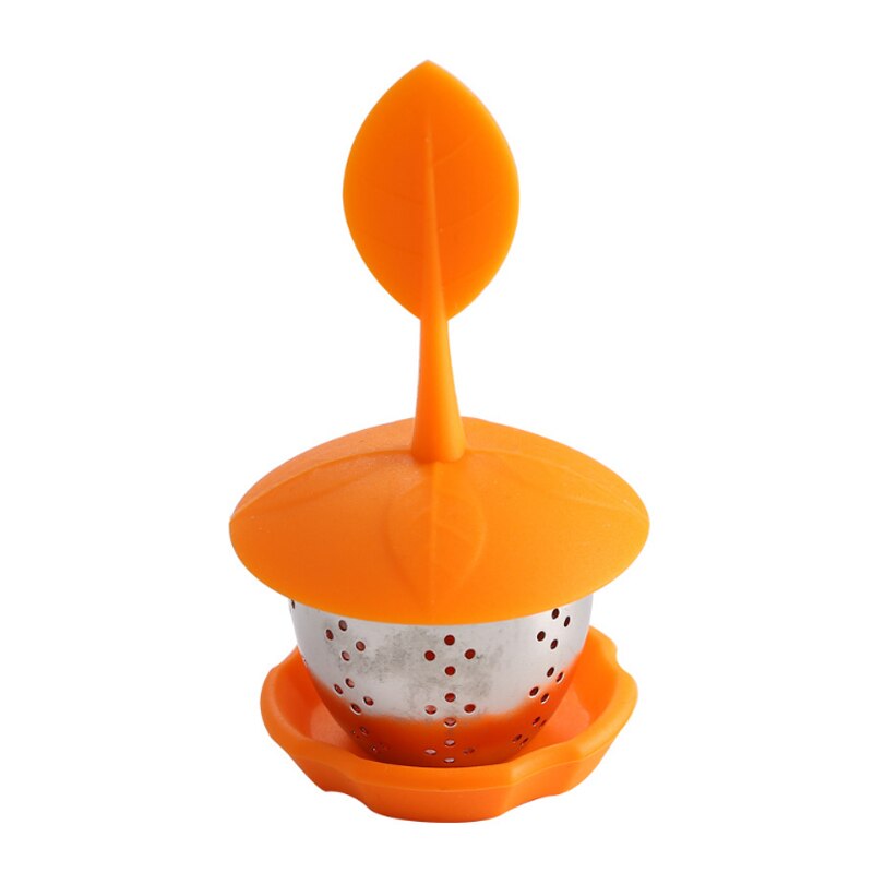 Keuken Gadgets Thee-ei Siliconen Herbruikbare Food Grade Theezeefje 1Pcs Thee Accessoires Blad Vormige: Oranje