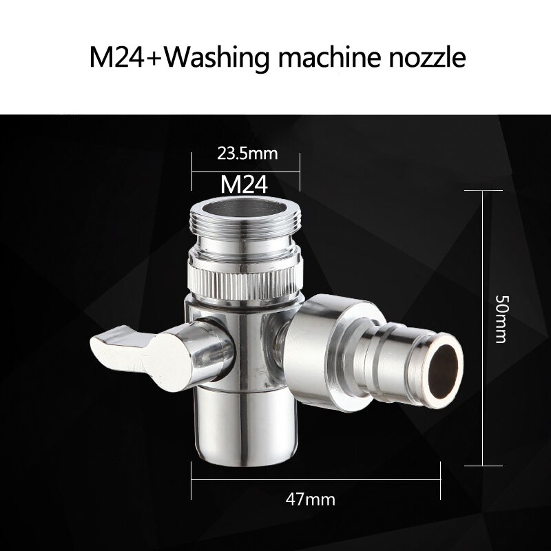 Förkromad koppar handfat kran luftare  f22 m24 g1/2 " avledningsadapter för toalett bidé spruta dusch tvättmaskin nippel: M24mm och munstycke