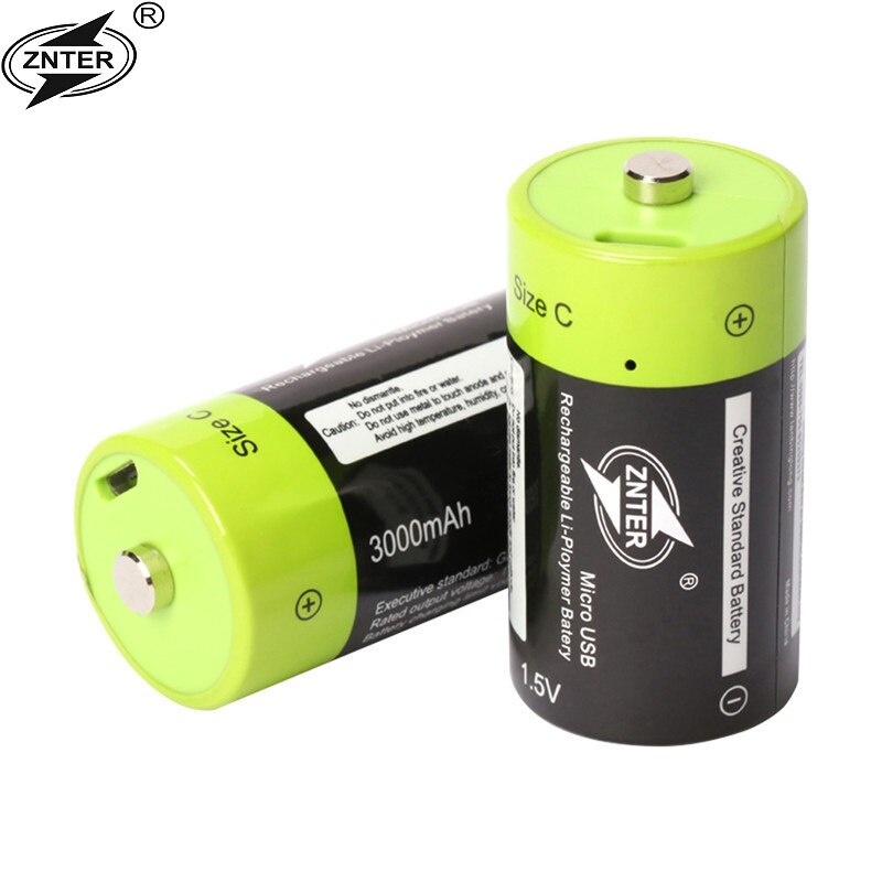 ZNTER 4 stuks 1.5 v Lithium li-polymeer 3000 mAh C formaat oplaadbare batterij USB C type Li-Ion krachtige batterij + USB oplaadkabel