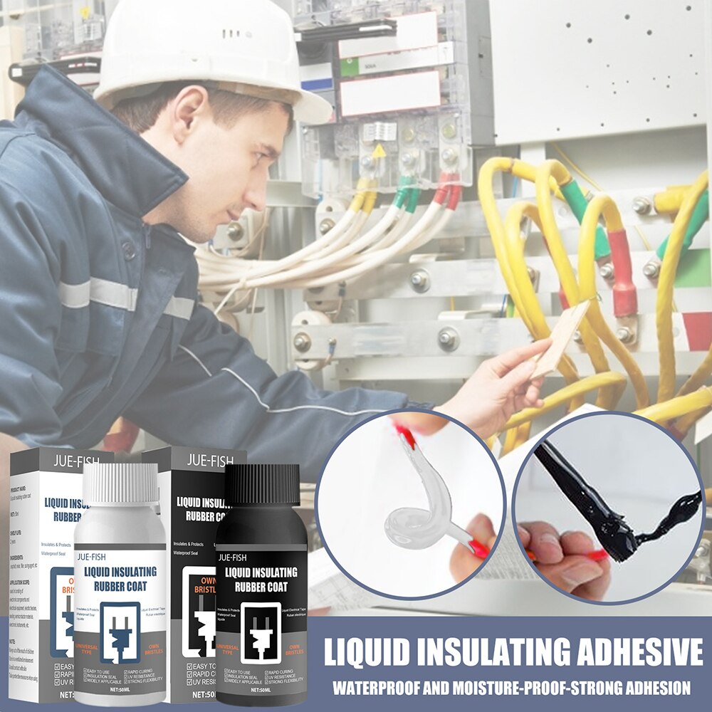 Pegamento de cinta eléctrica líquida, sellado fuerte, revestimiento dieléctrico impermeable, resistente al calor para Cable de datos eléctricos, 50ml, NIN668