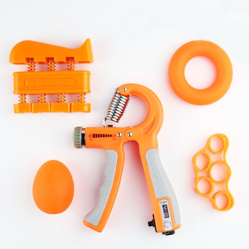 5 Piece Spring Hand Grip Power Strength Expander Finger Grip Power Strengthener Portable Pocket Muscle Developer Tainer Tools: 5pcs set(Orange)