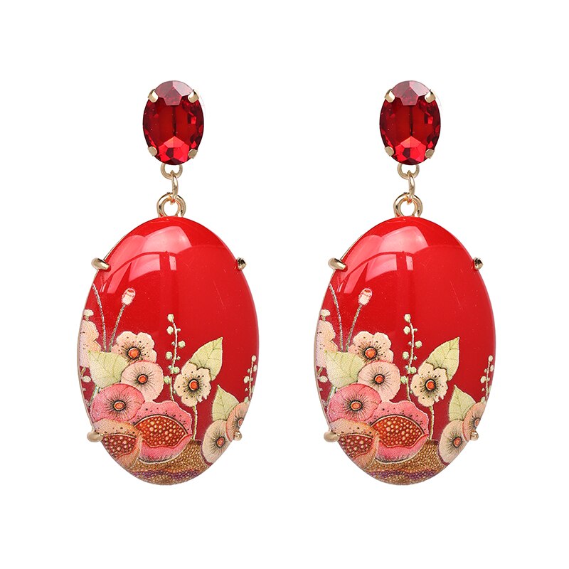 Jujia Bohemian Etnische Big Crystal Flower Oorbellen Bruiloft Sieraden Oorbellen Voor Vrouwen Party Brincos