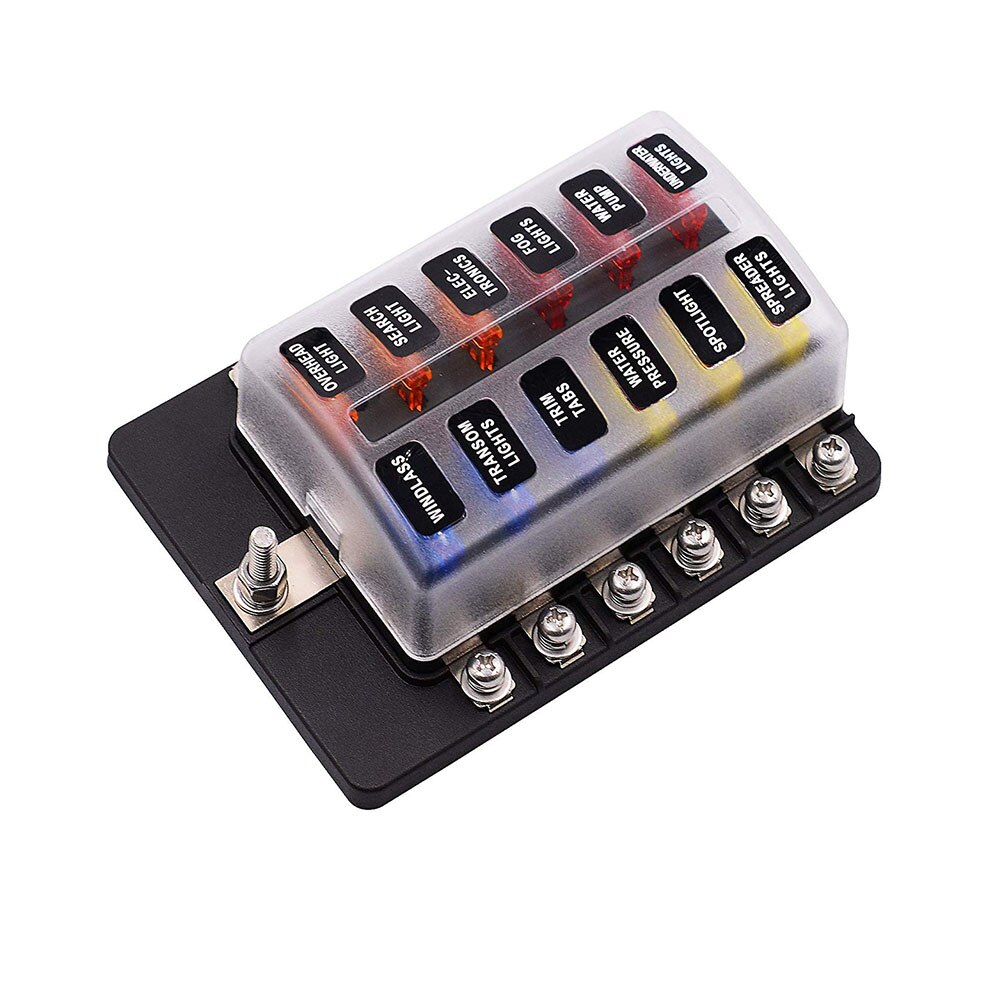 Auto Blade Fuse Block Unabhängige 12 Weg Sicherung Box 12 Schaltung Mit Negative Bus Led-anzeige Auto Sicherung Halter Mit led-anzeige