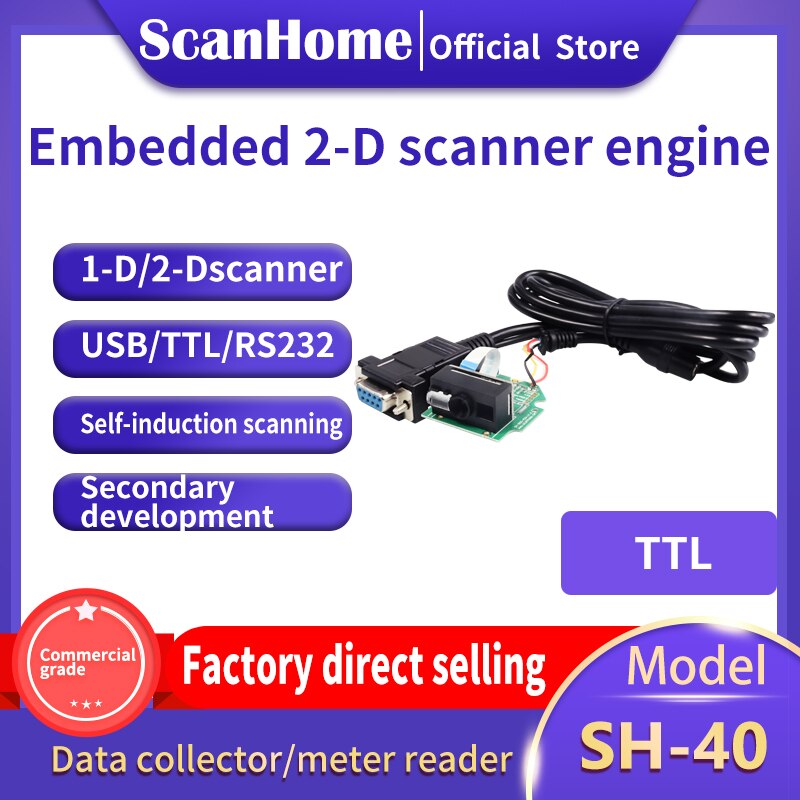 Scanhome 1d 2d stregkodescannermotormodul indlejret scannermodul qr pdf 417 kodelæser sh -40: Ttl