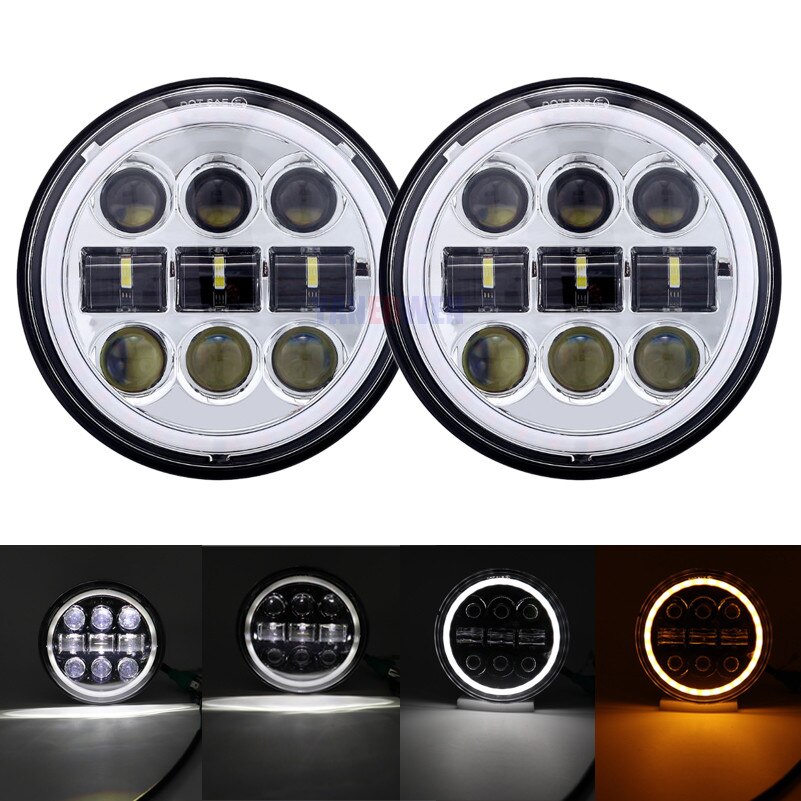 5 3/4" LED Headlights DRL 5.75 inch Iron 883 Dyna Headlamp for Triumph Rocket iii 3 Speed Tripl & Street Triple Driving Light