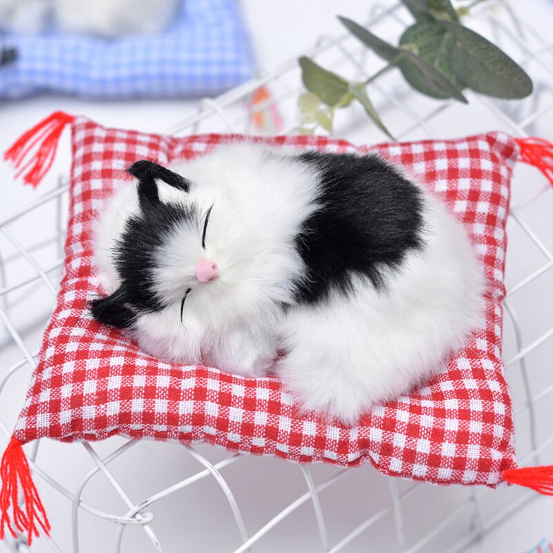 1pc simulering dyr kat håndværk legetøjsbil desktop dekoration et klik vil kalde klud pad sovende kat