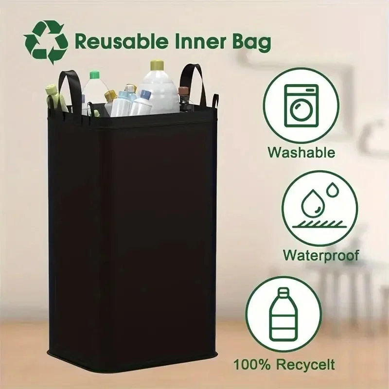 Collapsible Empty Bottle Storage Basket with Lid Removable Tote Bag Bottle Storage Basket Wastewater Bottle Collection Bin
