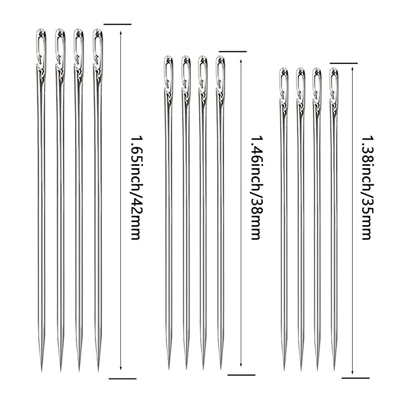 24/12X Stainless Steel Sewing Needles Self-Threading Needles DIY Quick Threading Needle Embroidery Tailor Clothing Stitch Tools