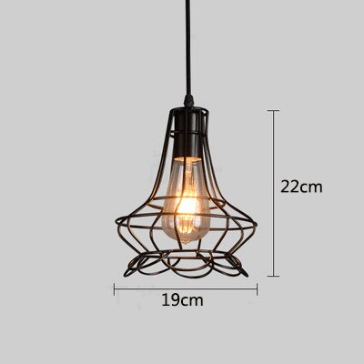 Retro industriel geometrisk sort led jern pendellamper indendørs belysning korridor restaurant soveværelse sengekasse hængelampe: F