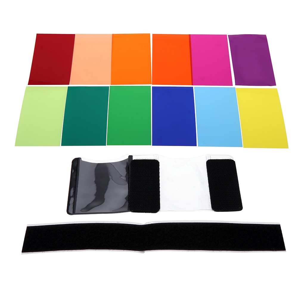 Universele 12 Kleuren Speedlite Vierkante Kleur Filter Kit met Riem voor Canon Nikon Sony Pentax Olympus en Andere Knippert