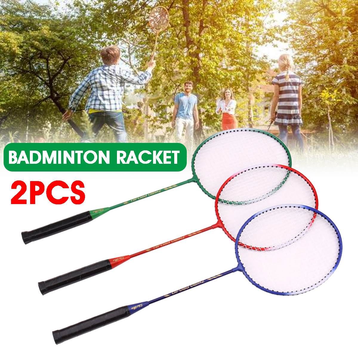 Professionele Paar Ferroalloy Badminton Racket Ferroalloy Lichtgewicht Duurzaam Rood/Blauw/Groen Dubbele Badminton Racket
