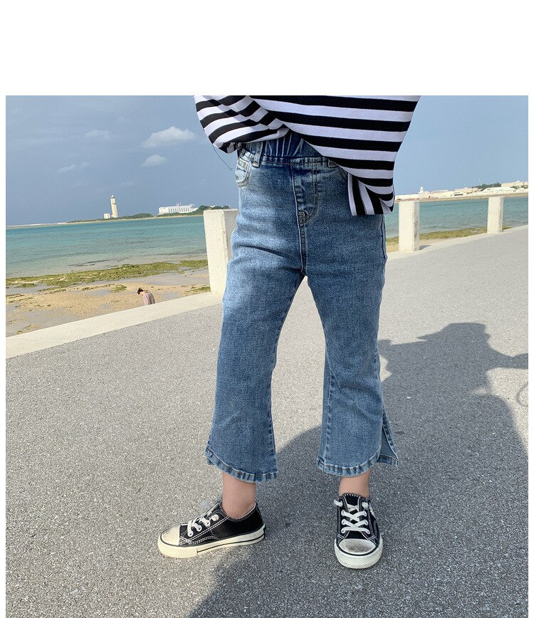 Jeans per bambini estivi per bambina Split Jeans per bambina con fondo a campana primavera autunno pantaloni per bambina moda ragazza abiti in Denim
