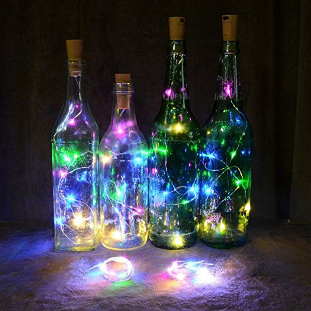 2M 20LED Solar Cork Wine Bottle Stopper Copper Wire String Lights Fairy Lamps Wedding Party DIY Decoration Light String: RGB