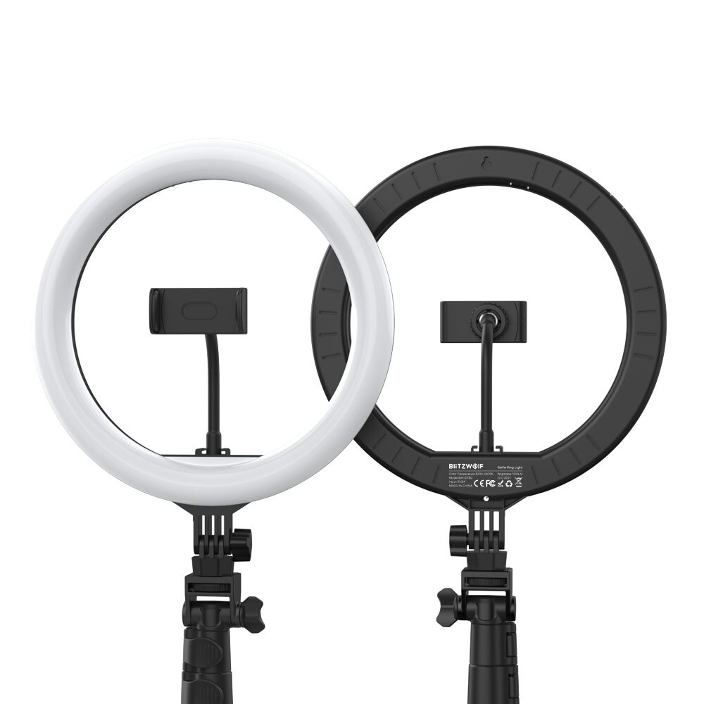 BlitzWolf BW-STB2 Lampa błyskowa doprowadziło uchwyt na statyw telefonu Selfie Stick z bezprzewodowym pilotem 3200K-5500K na tablet aparat telefon: Default Title