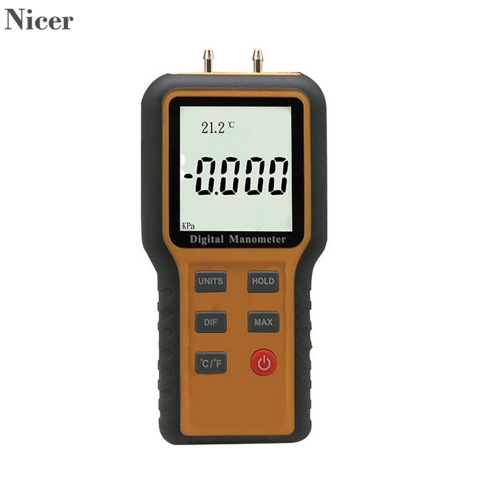 Manometer Gas Pressure Tester Digital Air Pressure Meter Differential Gauge HVAC Gas Tester 12 Selectable Units Of Measure: Default Title
