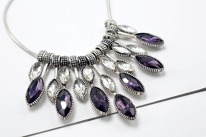 Meyfflin Collier Femme Verklaring Kettingen Crystal Maxi Ketting Voor Vrouwen Vrouwelijke Ketting Kraag Mode-sieraden: Purple