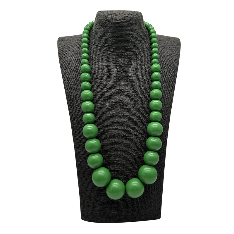 Bohemian Green Big Round Long Wood Necklace & Pendent Handmade Necklace For Women Bib Beads Party Jewelry: MULTI