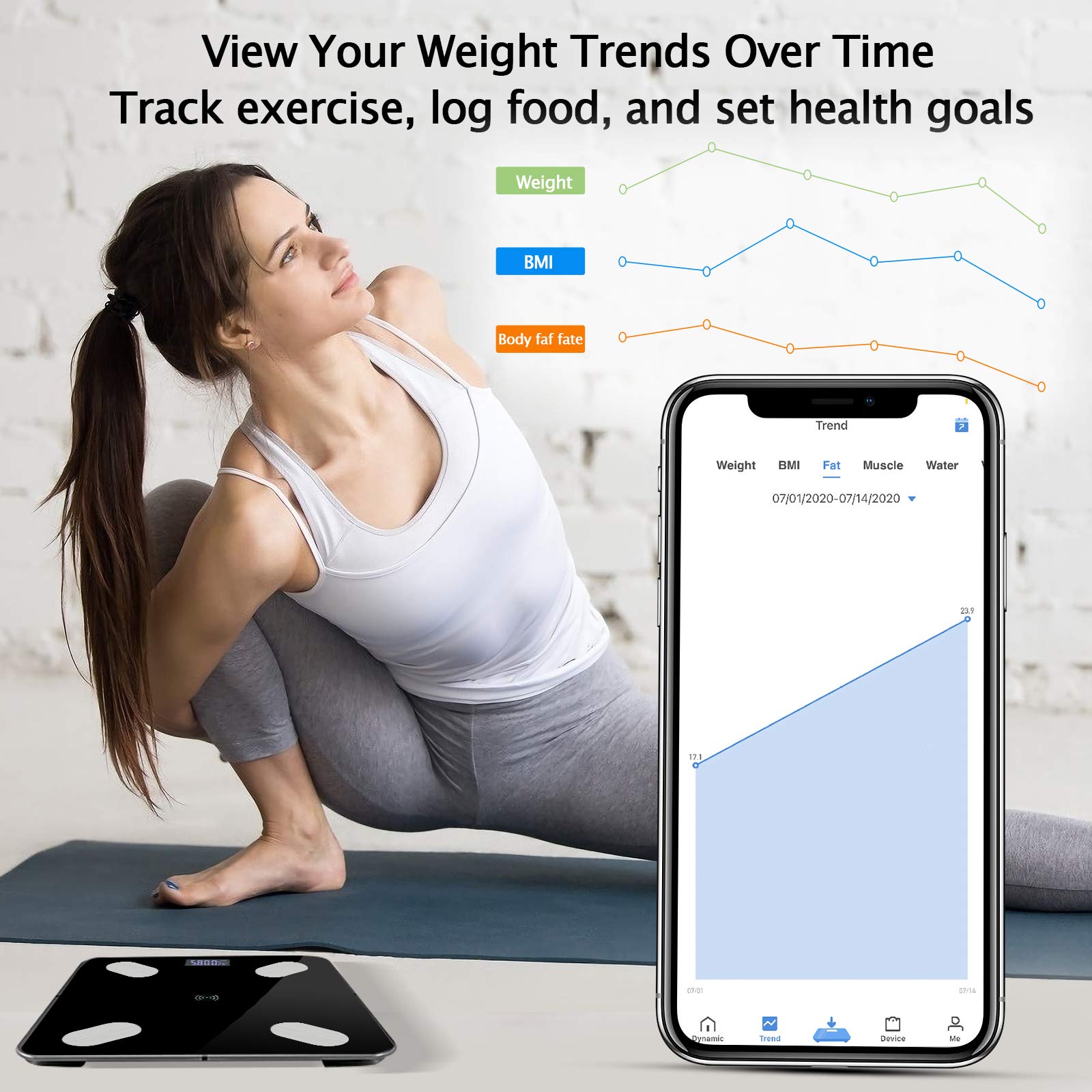 Body Fat Scale Smart Bluetooth Bathroom Weight Scale Health Monitoring Wireless Digital BMI Body Composition Analyzer