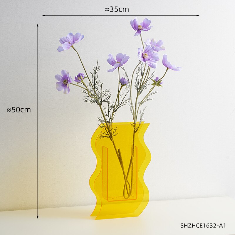 Vase en acrylique Transparent, décoration nordique, décoration de Table pour la maison, salon, chambre à coucher, décoration de bureau,: Combination 1
