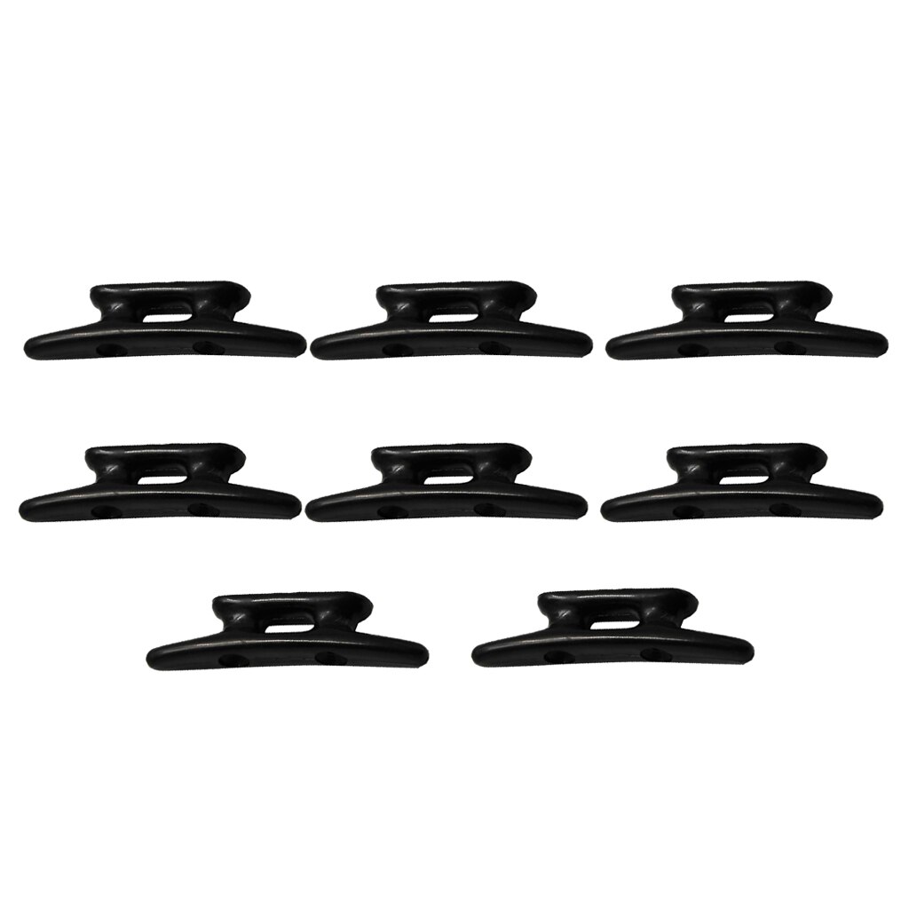 8 Pack Mooring Boat Deck Closed Base Nylon Cleats 3 inch (Black)