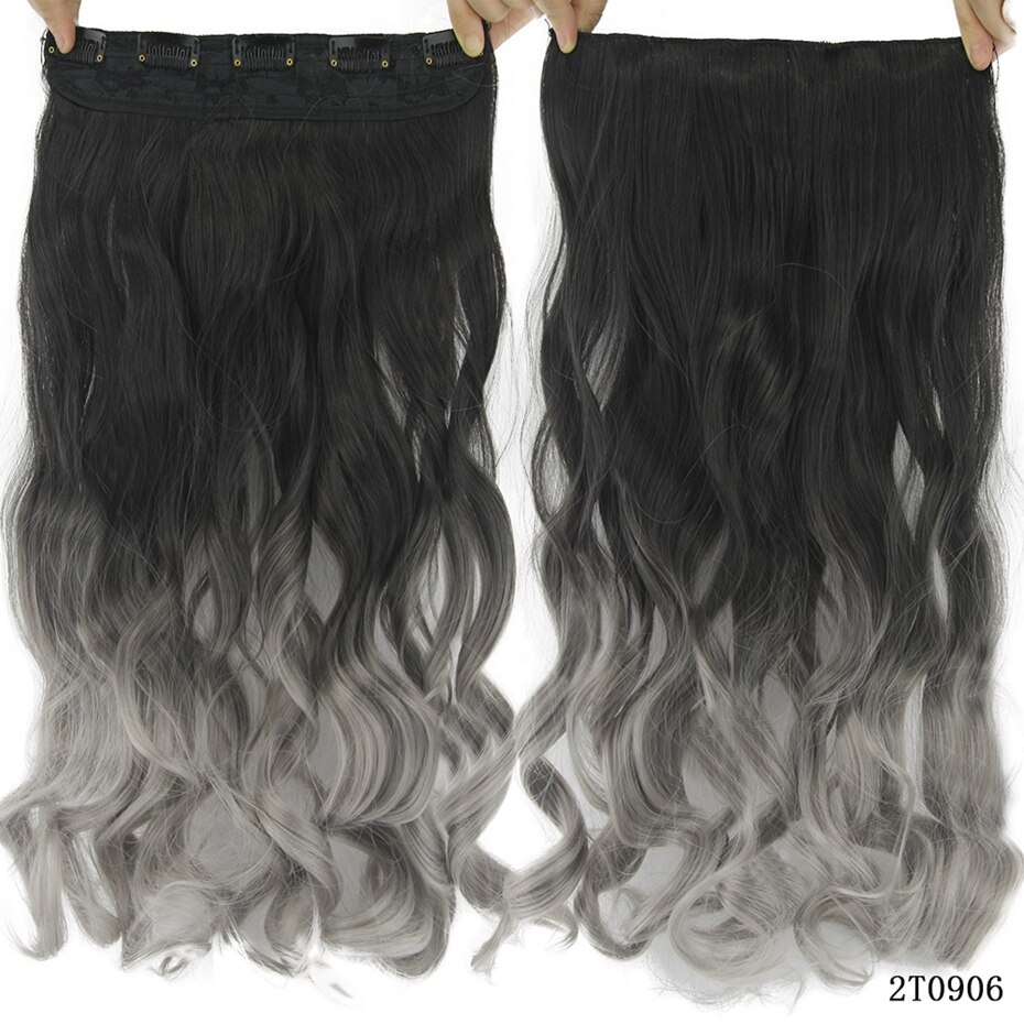 Soowee 60cm Lange Synthetische Haar Clip In Hair Extension Hittebestendige Haarstukje Natuurlijke Golvend Haar Stuk: 2T0906