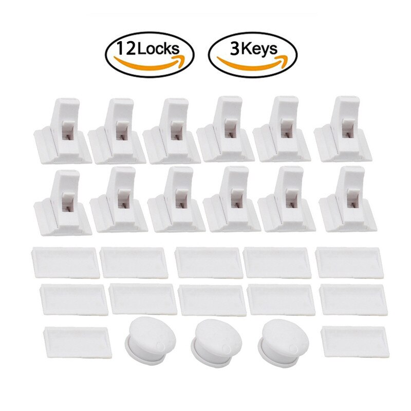 Magnetic Child Lock Children Protection Baby Safety Lock Drawer Latch Cabinet Door Lock Limiter Children Security Locks: 12ps lock 3key