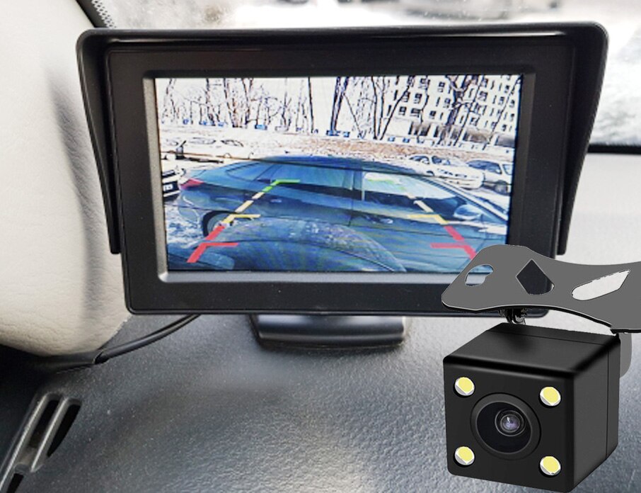 2In1 Car Parking System Kit 4.3" TFT LCD Color Rearview Display Monitor + Waterproof Reversing Backup Rear View Camera
