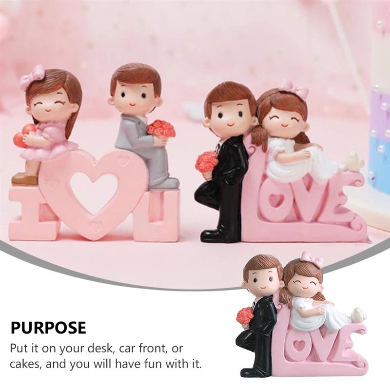 1 Set Valentijnsdag Paar Cijfers Bruid En Bruidegom Hars Pop Cake Ornamenten Valentijnsdag Romantische Pop Cake Ornamenten