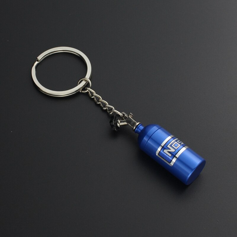 Tuning Racing Car Keychains For Keys Holder Metal Seat Bottle Wheel Nuts Moto Keyring Trinket Gadgets Auto Accessories: Bottle blue