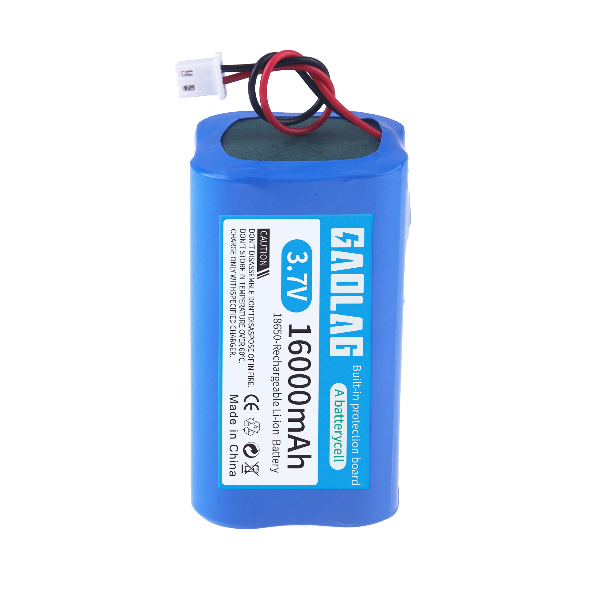 Lithium-Akku 3,7 V 18650 mit XH2.54-2P-Stecker 4500/6200/12000 mAh wiederaufladbarer Akku zum Angeln, LED-Licht, Bluetooth-Lautsprecher: Blau