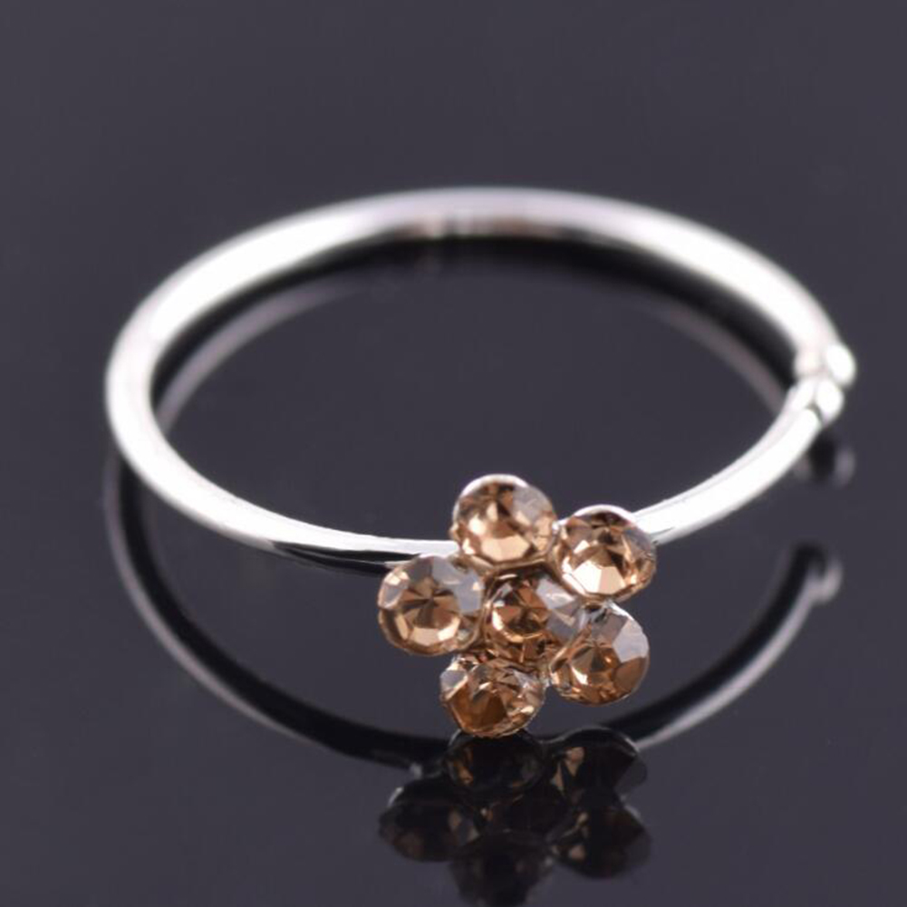 1PC Silver And Gold Color Nose Piercing Jewelry Nose Hoop Nostril Ring Flower Helix Cartilage Tragus Earring Sexy Body Jewelry: champagne