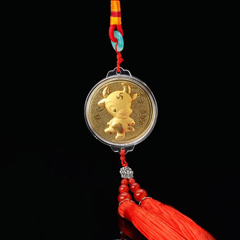 Lucky Jaar Van Ox Coin Commemorative Souvenir Kwasten Hanger Decoratie