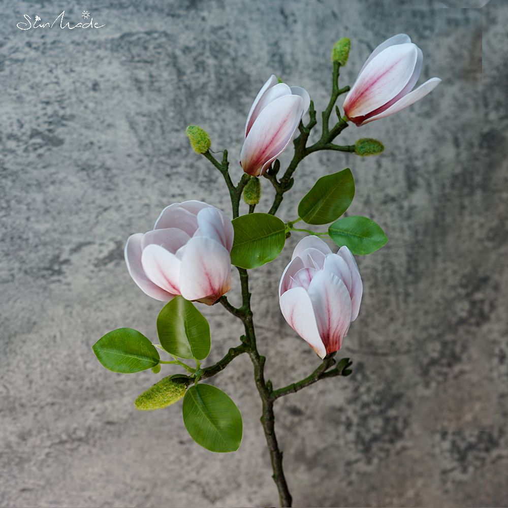 Ramo de Magnolia grande de lujo hecho en el sol, Flores blancas, decoración de boda, decoración del hogar, Flores artificiales, Año , otoño: Naranja