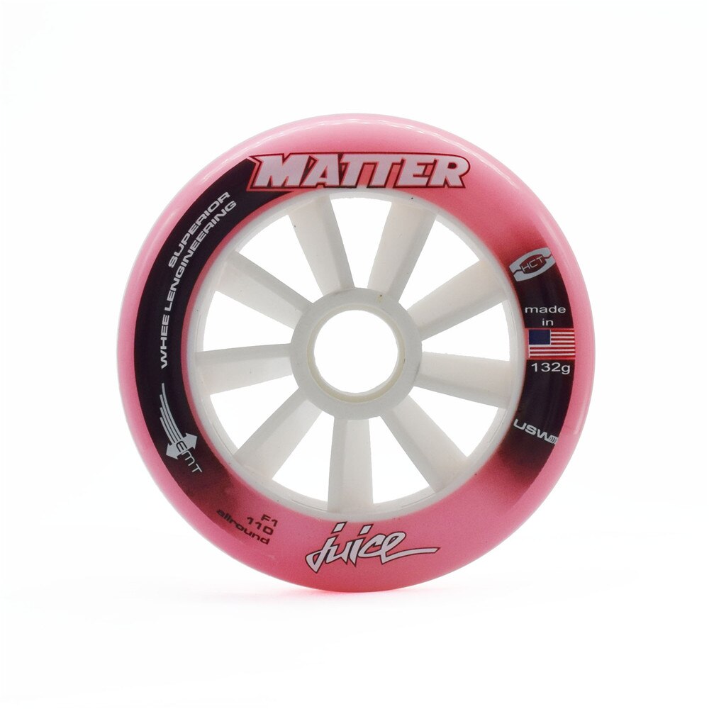 [110MM] MATTER JUICE inline speed skating wheel with F1 SUPERIOR emt competition level speed ruedas track road skating tyres: pink