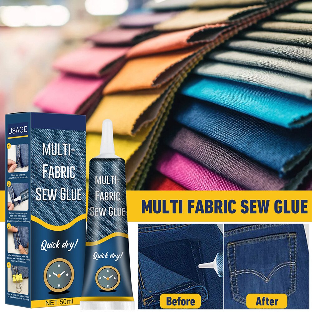 Pegamento líquido de secado rápido para costura de cuero, Kit de pegamento líquido de secado rápido para costura de tela instantánea, suministros adhesivos Ultra adherentes, 50ML