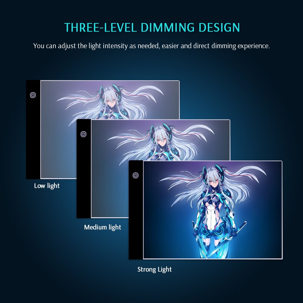 A4 LED Light Box Drawing Tablet - 1366 Pressure Levels - USB Graphics Pad - Acrylic Panel